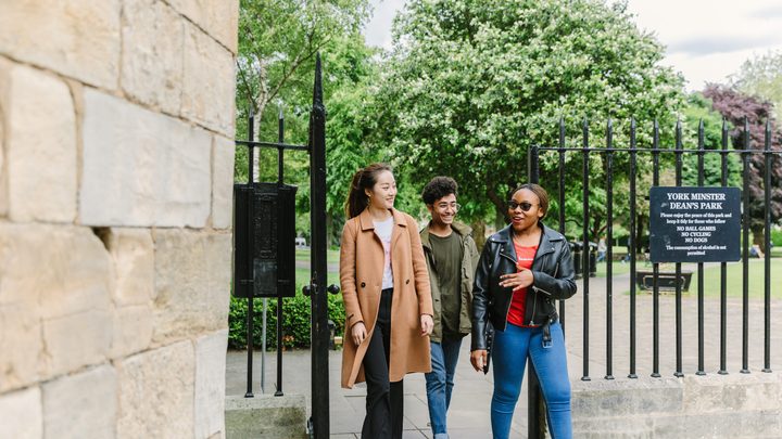 York students walking and talking