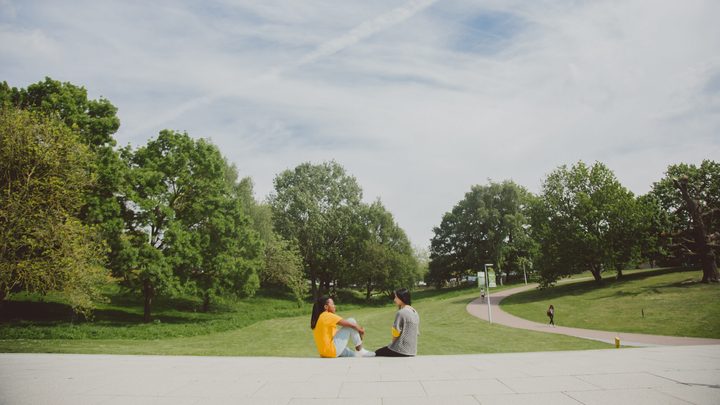 Essex students relaxing in a park