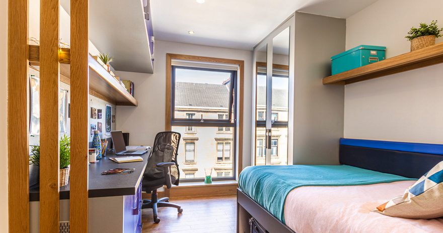 bedroom and desk in a classic ensuite at living argyle street