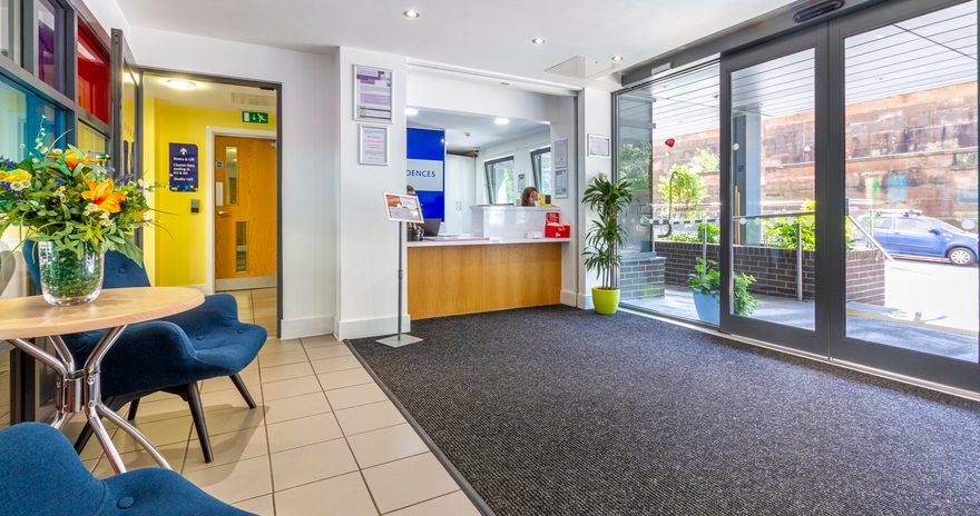 The reception area and social space in Old Dumbarton Road