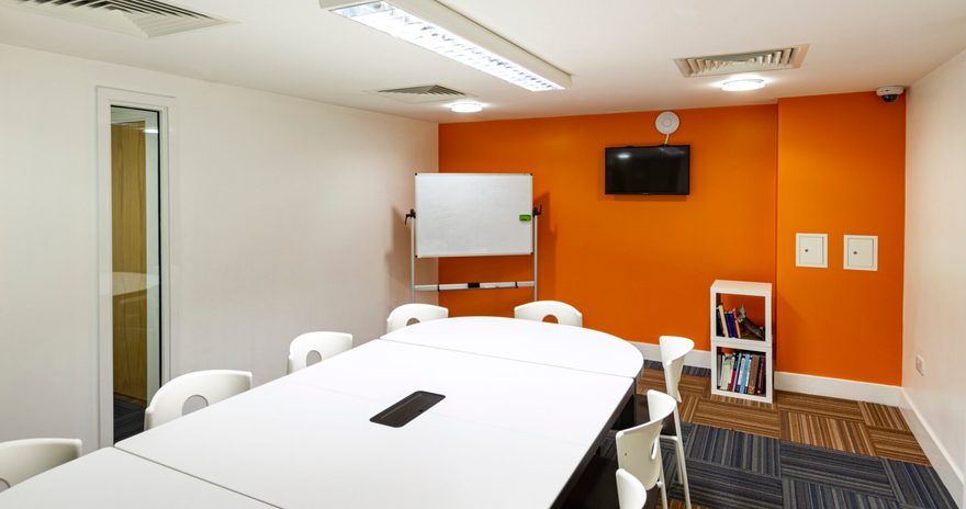 A meeting room inside Kaplan Living Glasgow Old Dumbarton Road