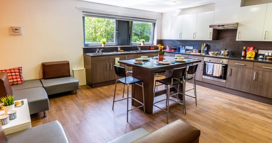 The kitchen with tables and sofas at Old Dumbarton