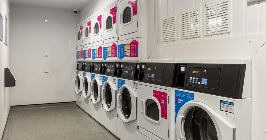 An interior view of the laundry room of Kaplan Living Brighton