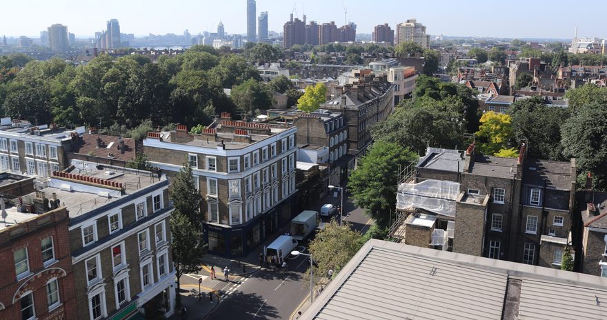 Aerial view of Chelsea near the residence
