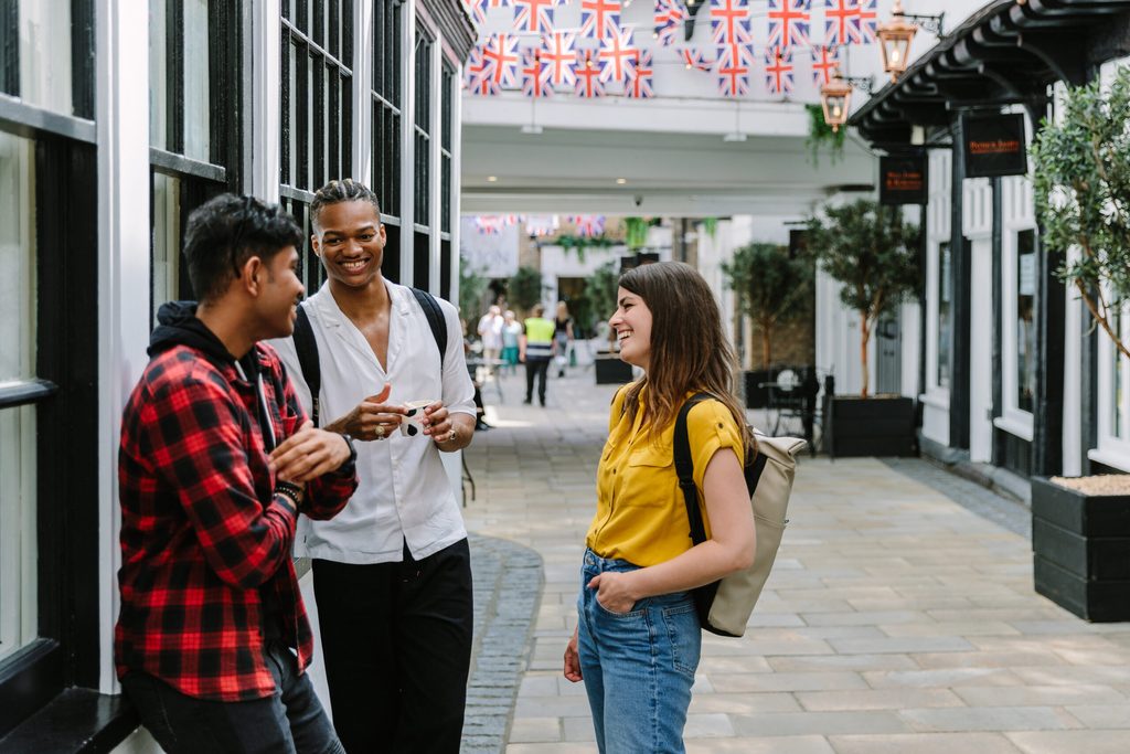 Students laughing out and about in Colchester