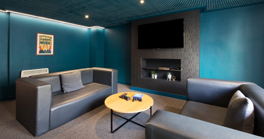 Cinema room in Kyle Park House in Glasgow