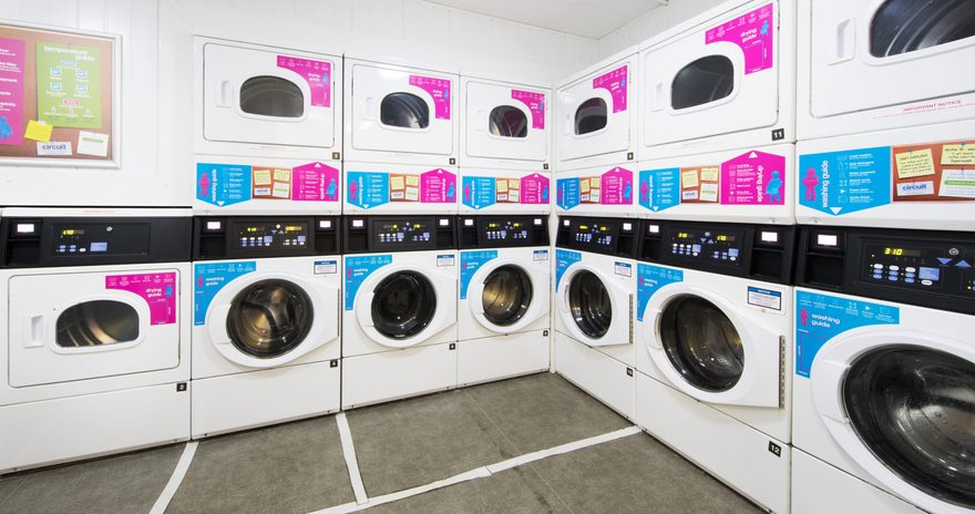 The laundry room in Kyle Park House residence