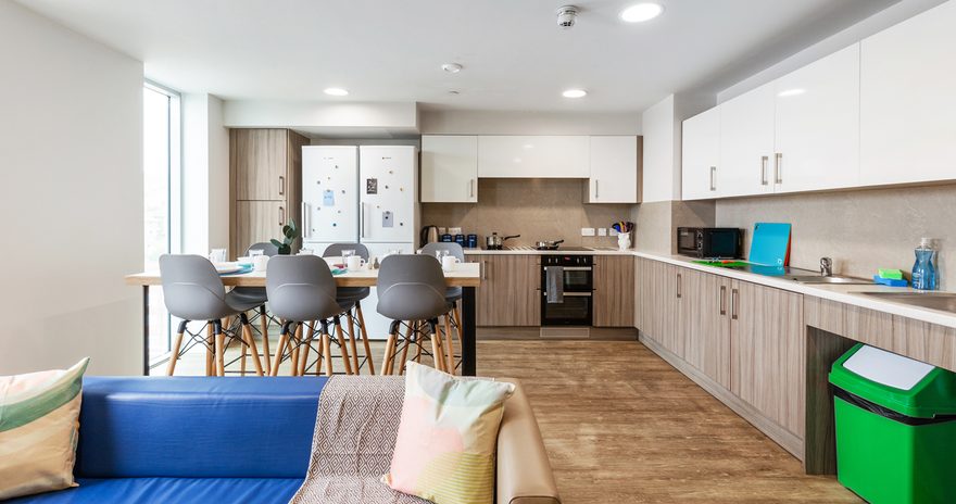 Interior of the shared kitchen in the deluxe ensuite in Kaplan Living Brighton
