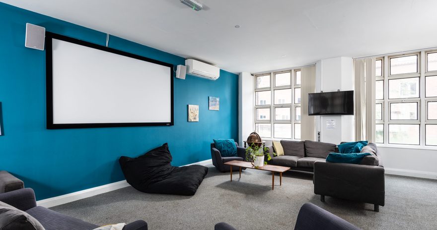 the TV room with sofas and armchairs at halifax college