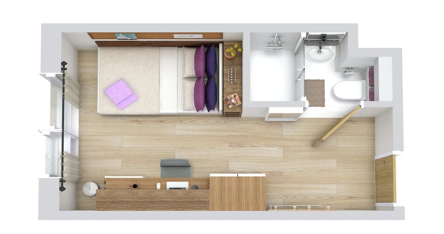 Floor plan of Kaplan Living Brighton Deluxe Ensuite