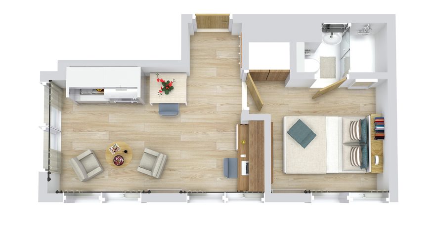Floor plan of Kaplan Living Brighton Panorama Studio