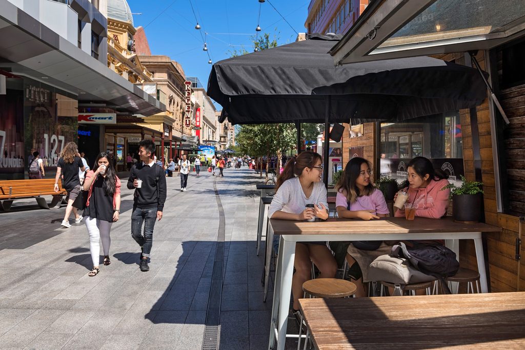 Some students out for lunch in Adelaide
