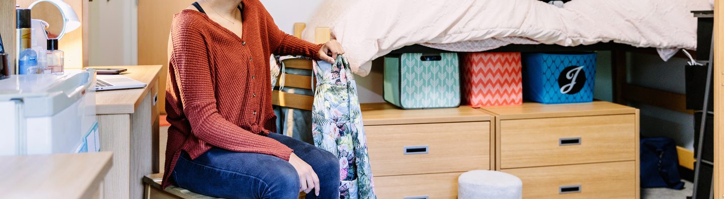 Two students hanging out in their accommodation in a Pace residence