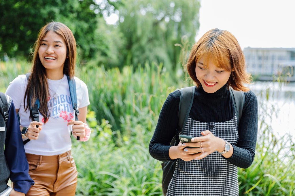 Students on the phone