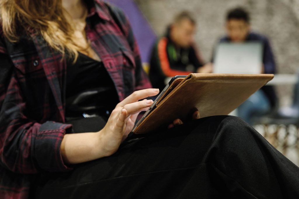 Student using tablet