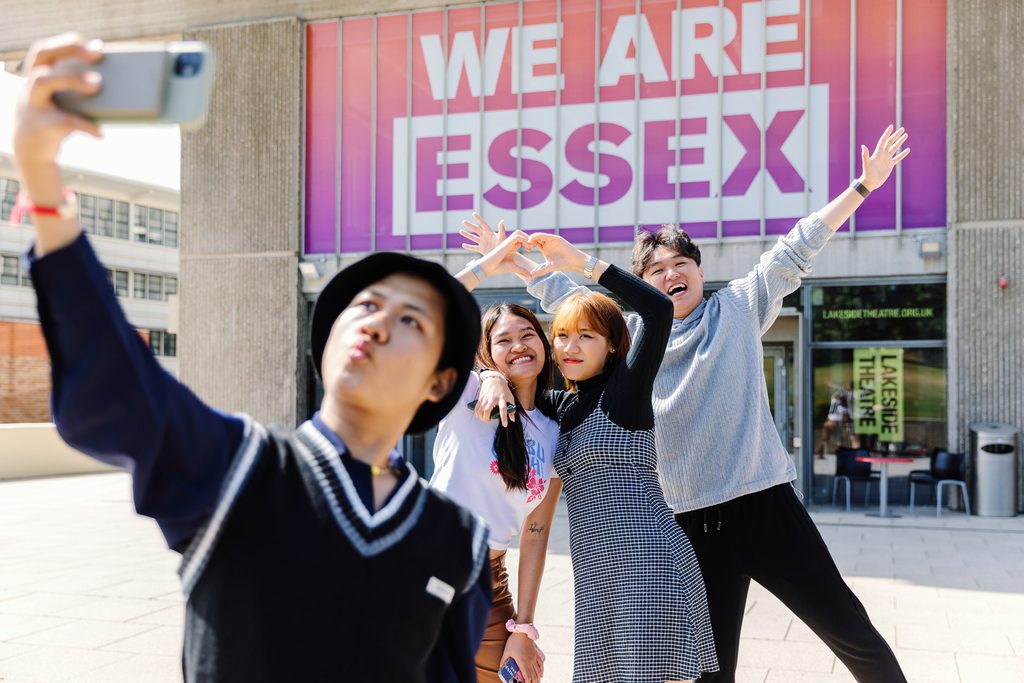 Students taking selfie at the University of Essex