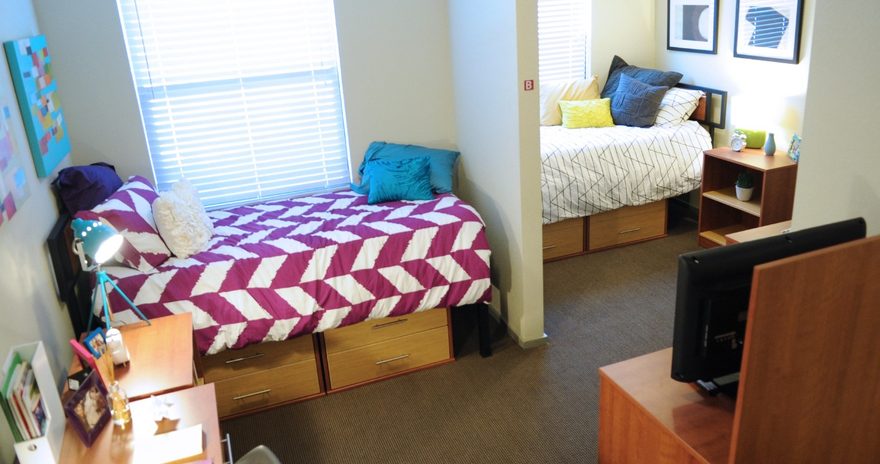 A dorm room at Arizona State University