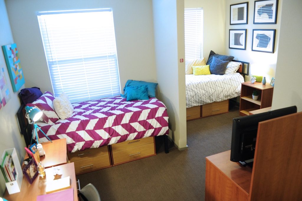 A dorm room at Arizona State University