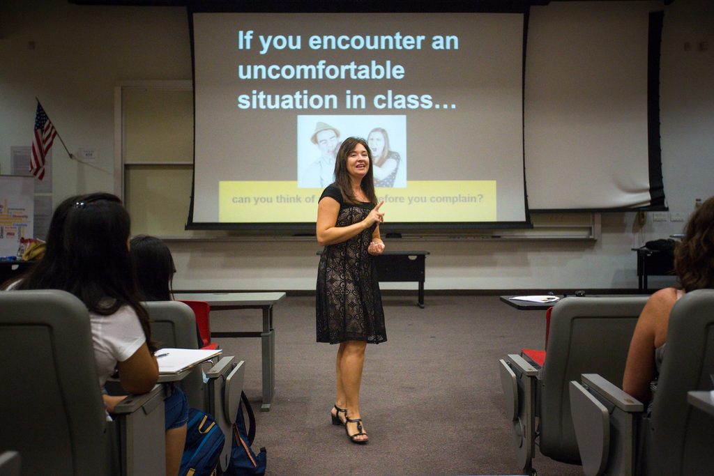 Iryna Kovalenko talks about issues at the international students Academic Foundations Program cross-cultural awareness session