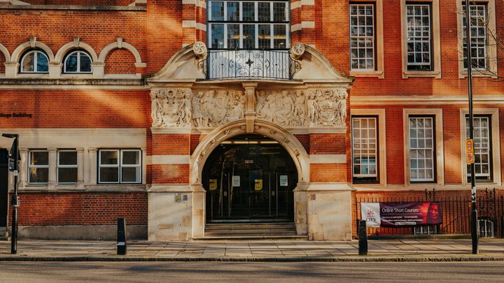 The entrance of a building a City University London
