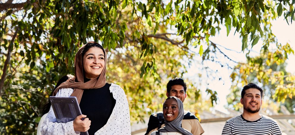 A group of Murdoch University students walking