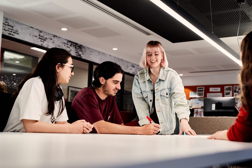 Murdoch University students working as a group