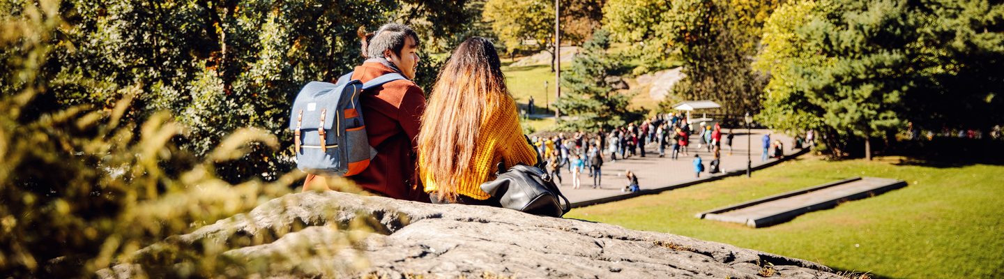 Two students hanging out at Central Park in New York