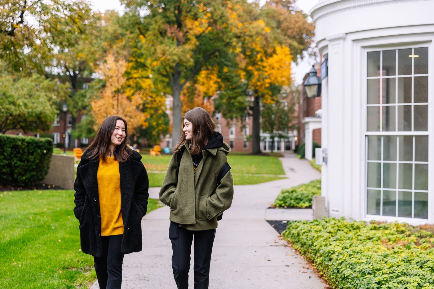 Students walking in the yard