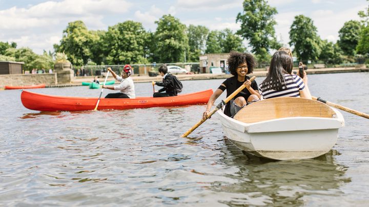 Students rowing