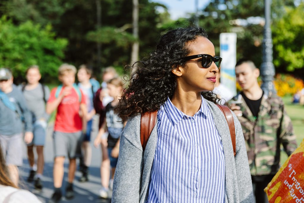 Students walking on Bournemouth street