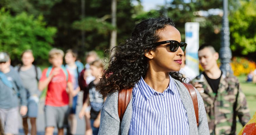 Students walking on Bournemouth street