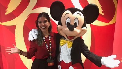 Marah from Bournemouth posing with Mickey Mouse