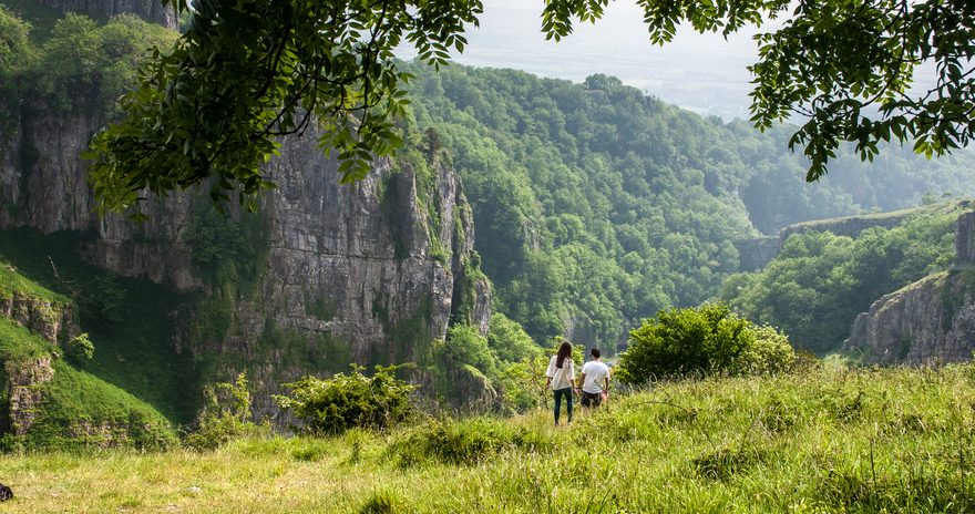 Students walking on the Cheddar Trail