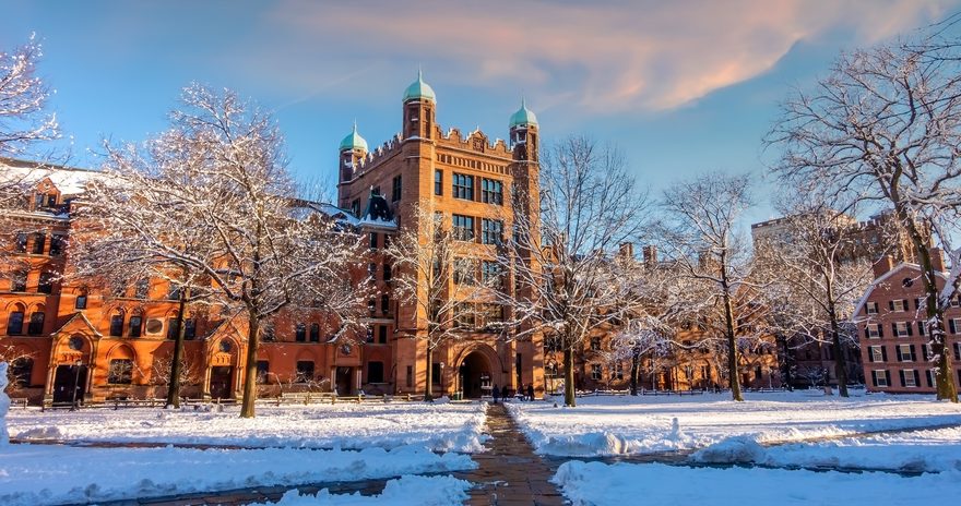 Yale University on a snowy day
