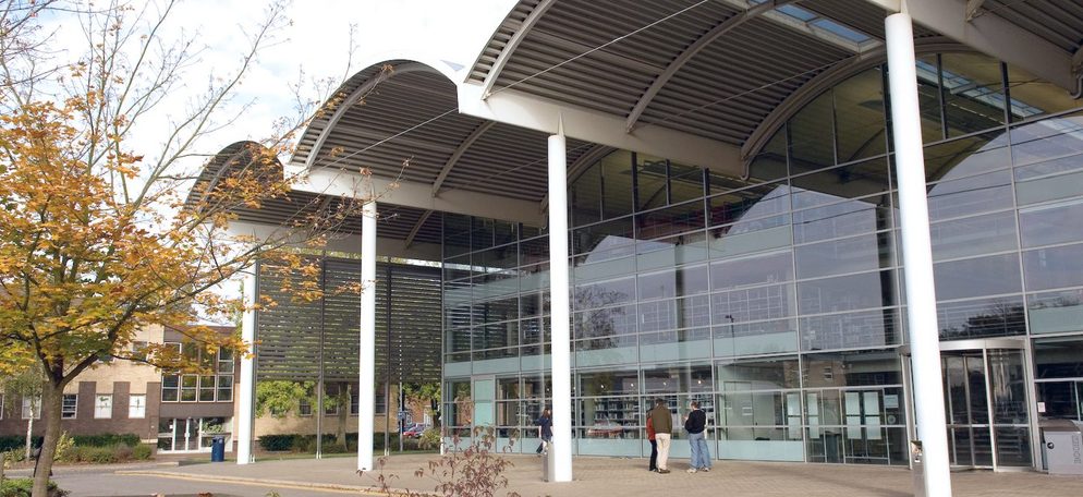 The exterior of the Cranfield University campus