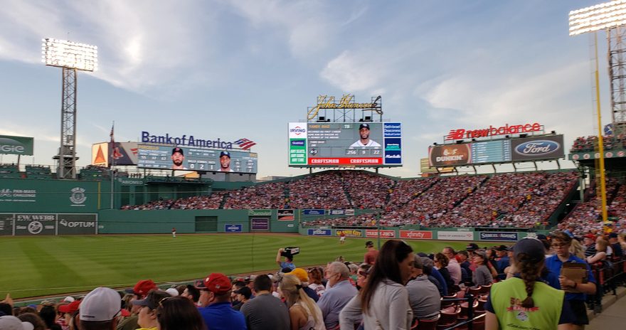 Audience watching game at Fenway Park