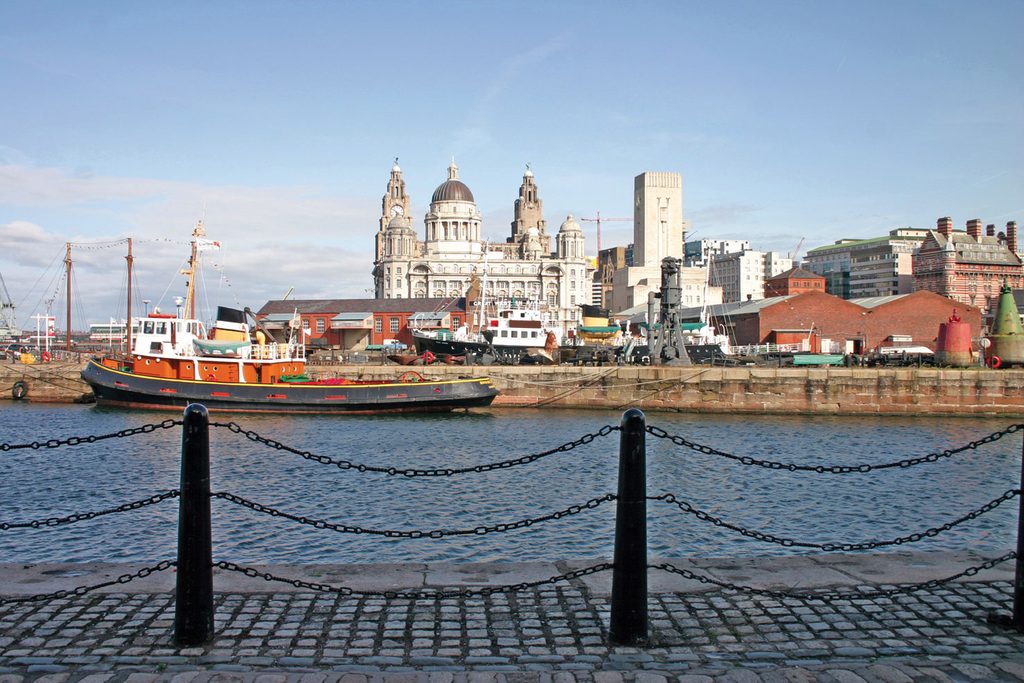 Waterfront view of Liverpool on a clear day