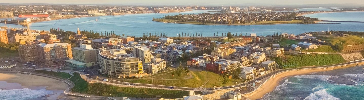 Aerial shot of the Ocean Baths in New Castle