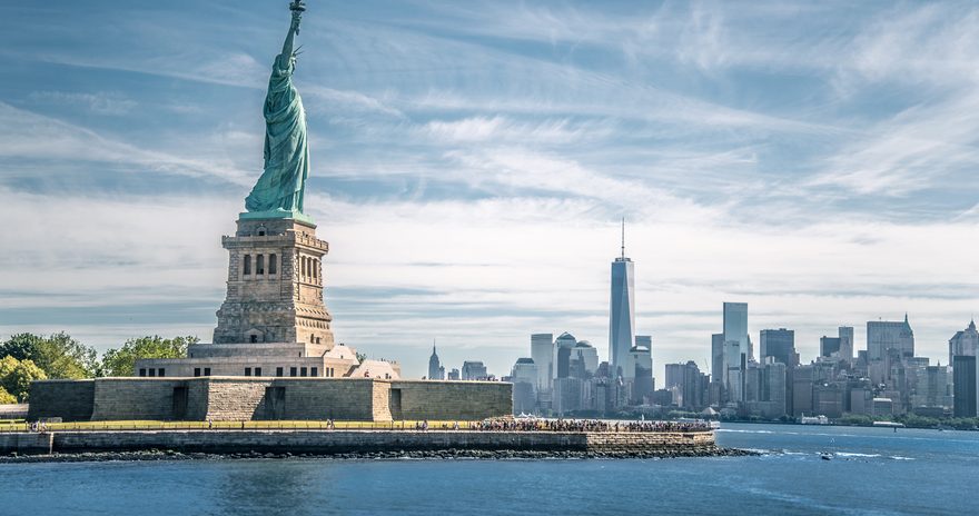 The Statue of Liberty and Manhattan view