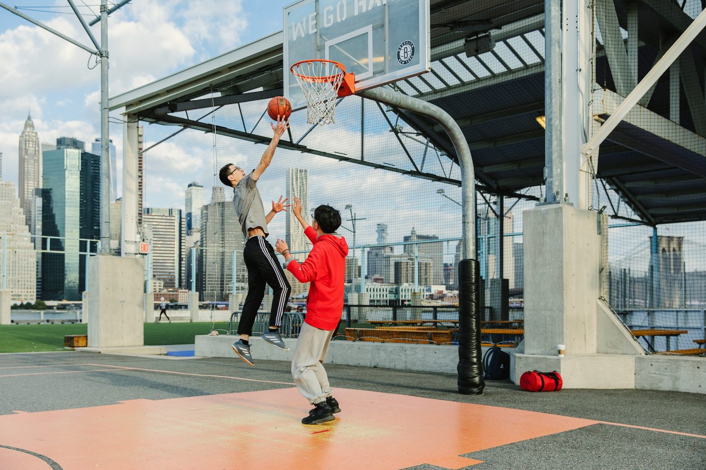 Two Pathways at Pace University students playing basketball