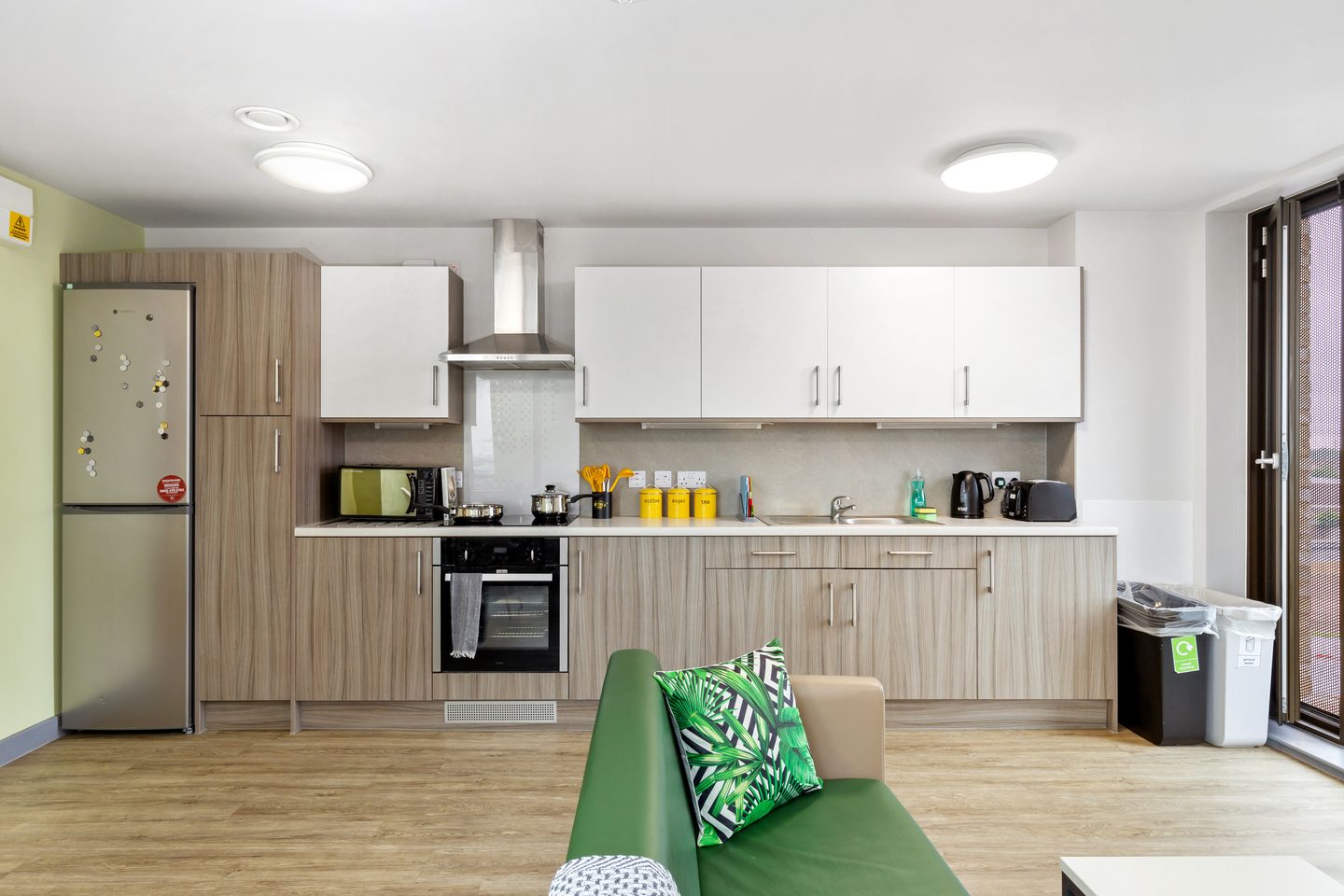 A fully equipped shared kitchen at Kaplan Living Liverpool student accommodation