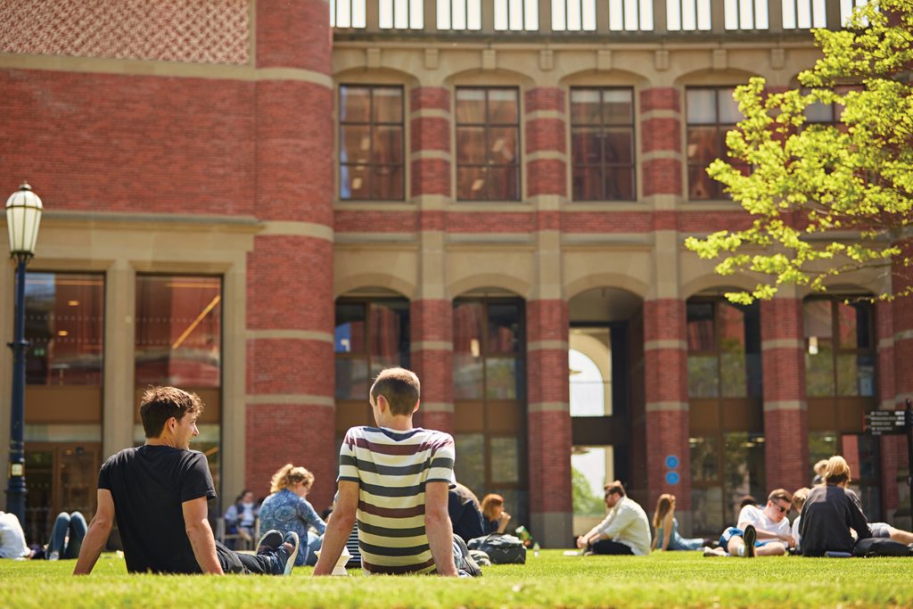 Students sitting in the quad