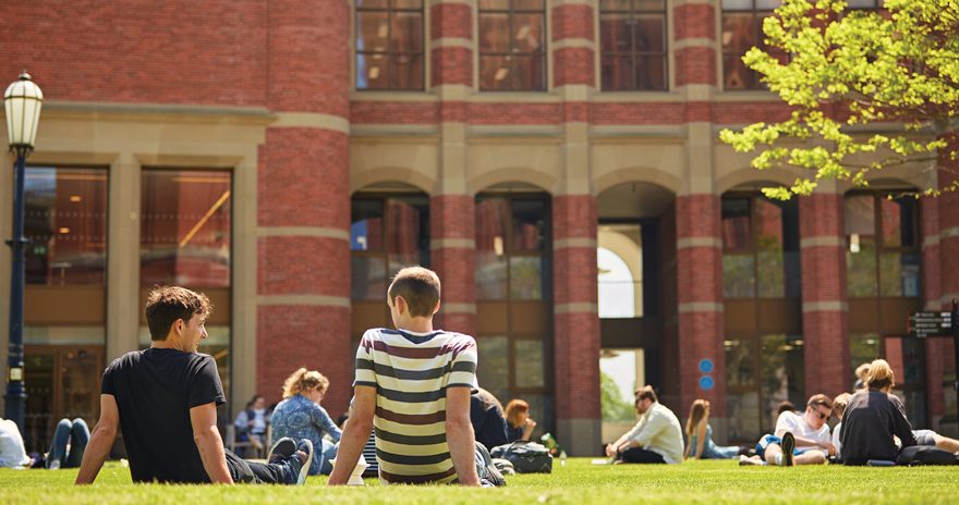 Students sitting in the quad