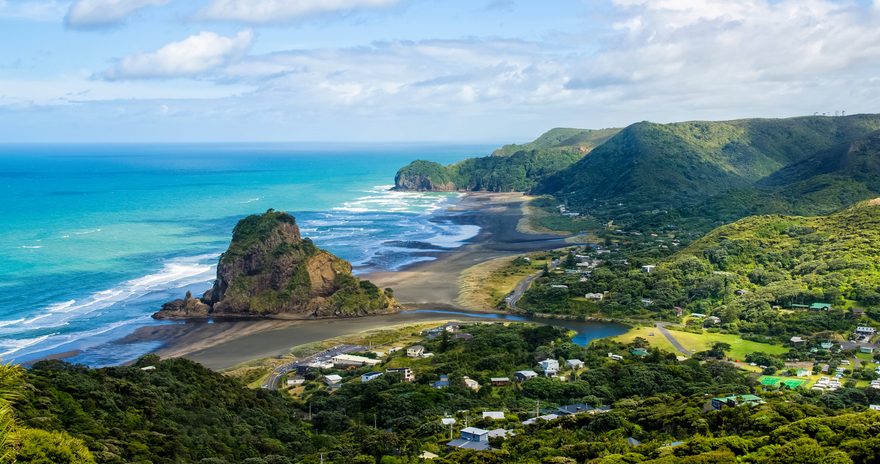 Aerial view of Piha Beach