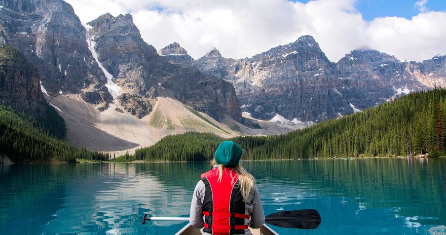 Person rowing on a Canadian Lake