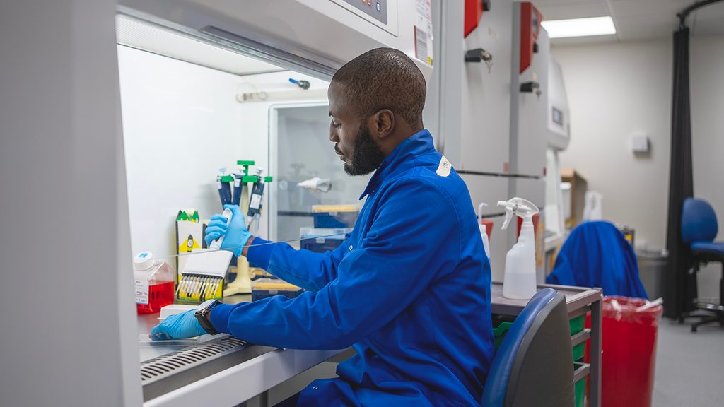 Obinna working in the laboratory