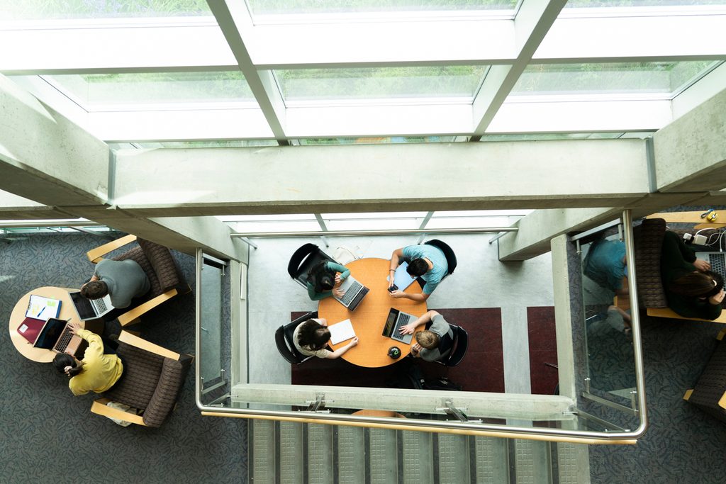 Students studying in the library