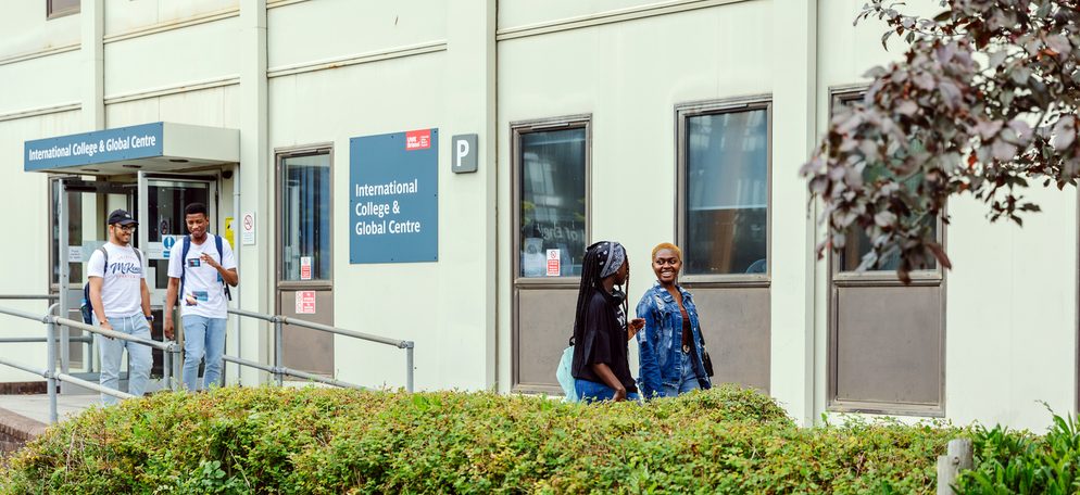 Students walking outside UWE Bristol's International College